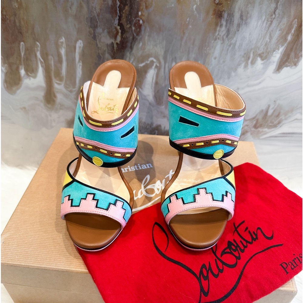 $1295 Christian Louboutin Azunika 120 Aztec Slide Sandals 38.5 - Picture 3 of 7